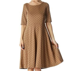 Lands’ End Herringbone Polka Dot Dress Brown Womens Size‎ Small